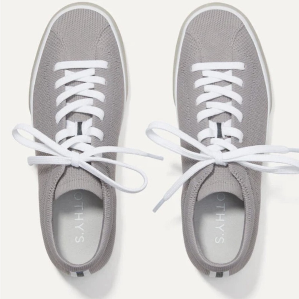 ROTHY’S Light Grey Knit Lace-Up Sneakers Mens Shoes
